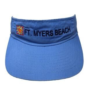 KC CAPS Visor Blue One Size Ft. Myers Beach Florida Sun Logo Strapback Hat